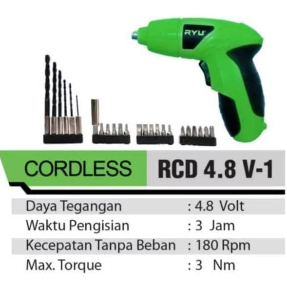Spesial Cordless Screwdriver Mini Ryu Rcd 4,8V-1 - Bor Baterai Ryu Rcd 4,8V-1