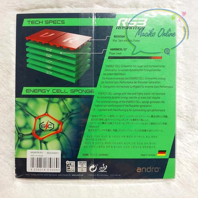 BEBAS ONGKIR - Andro Rasanter R53 ~ Karet Pingpong Andro Rasanter R53 MAX