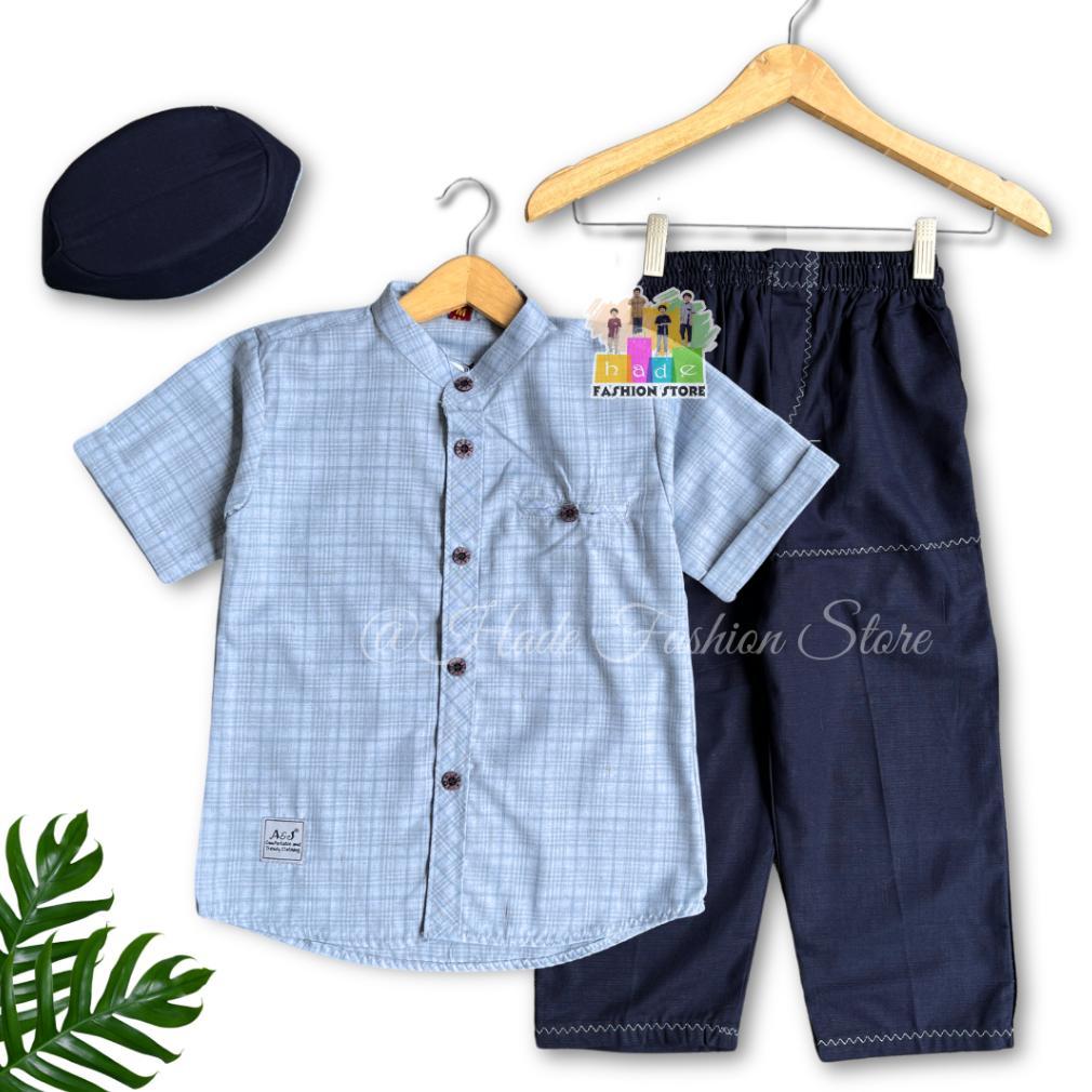 NEW ARRIVAL NEW SETELAN KOKO ANAK EL FATTAH LENGAN PENDEK BY A&J USIA 3-13TH Bahan Katun Touch Premi