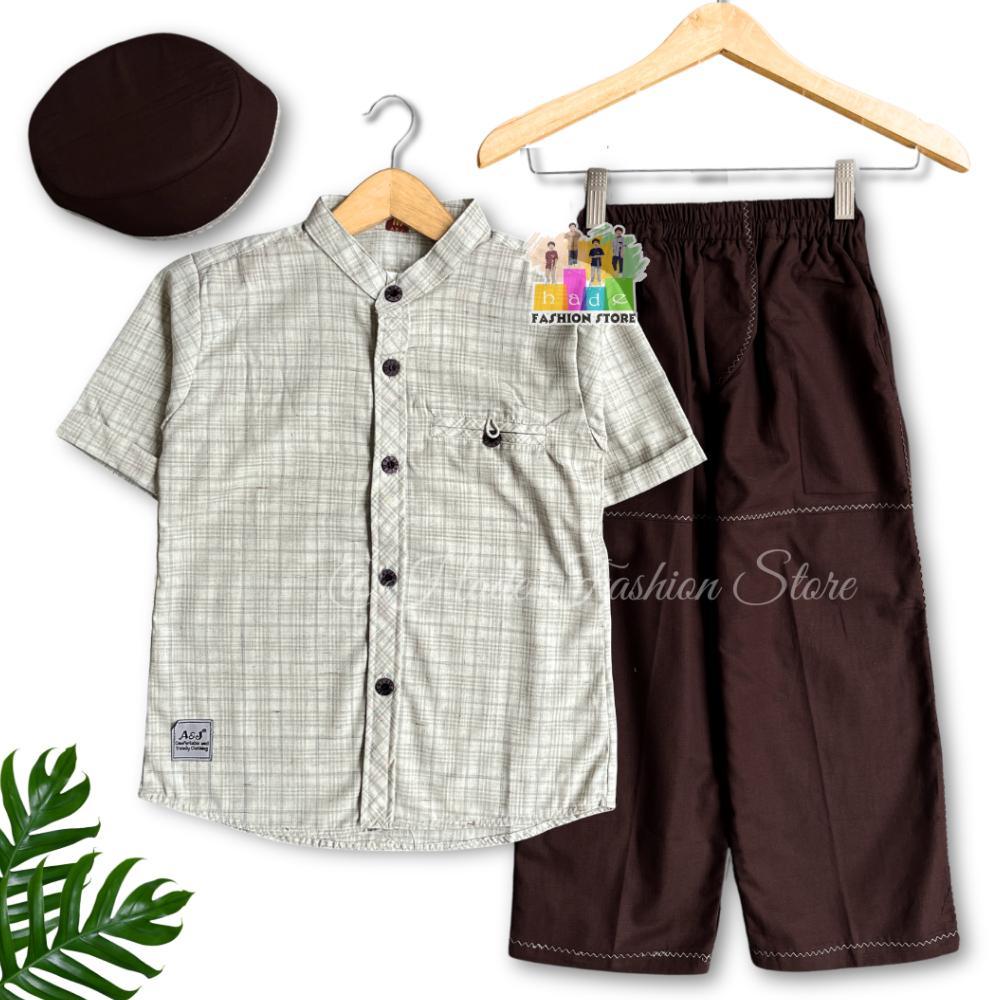Hemat New Setelan Koko Anak El Fattah Lengan Pendek By A&J Usia 3-13Th Bahan Katun Touch Premium Plu