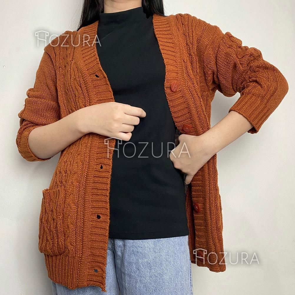 RECOMMENDED Hozura - Cardigan Sweater Rajut Wanita Lanna (Batta) - Cardigan Rajut Jumbo Oversize Teb