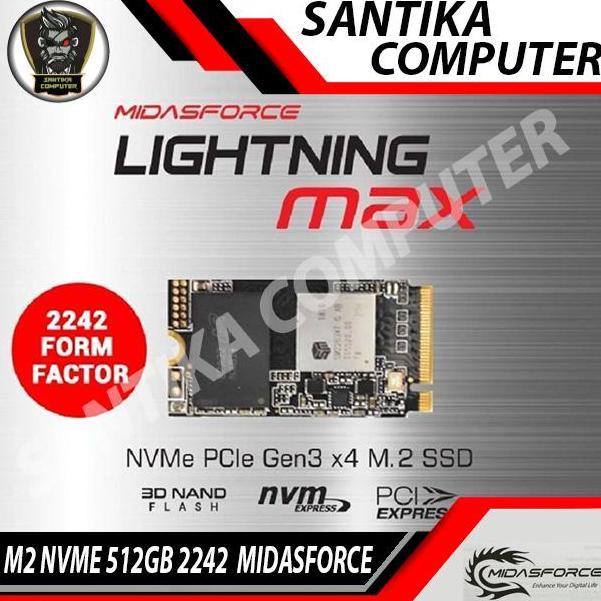 Nvme Midasforce 512gb 2242 M2 Lightning Max Ssd Nvme Pcie Gen3 X4