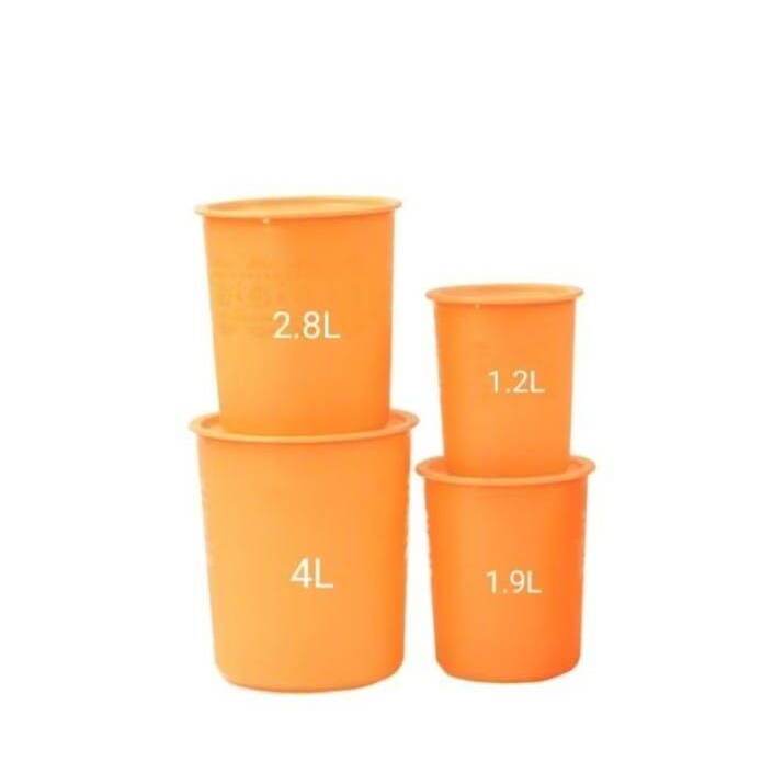 Toples Raya Peach Mosaic  Canister Set (4Pcs) Ori 100% Tupperware