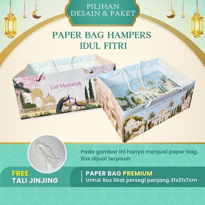 Paperbag Lebaran Idul Fitri Premium Hampers Aesthetics | Paper Bag Gift Box Kue Kering / Cake Box | 
