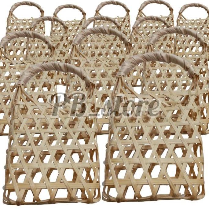 keranjang anyam kantong tas anyam bambu kecil tas sauvenir cantik