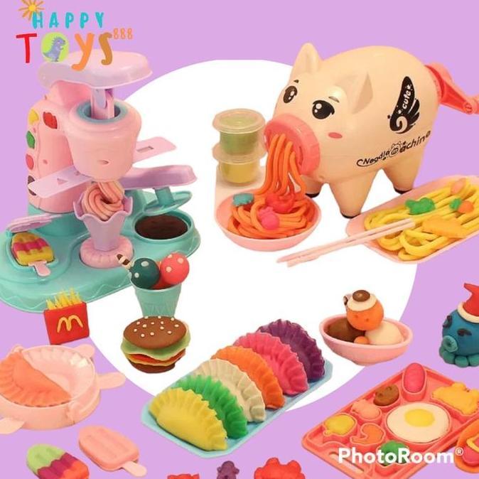 Happytoys.888 Mainan Fun Doh Play Doh Set Kitchen Set Mie Piggy / Fun Doh Play Doh Set Es Cream / Ma
