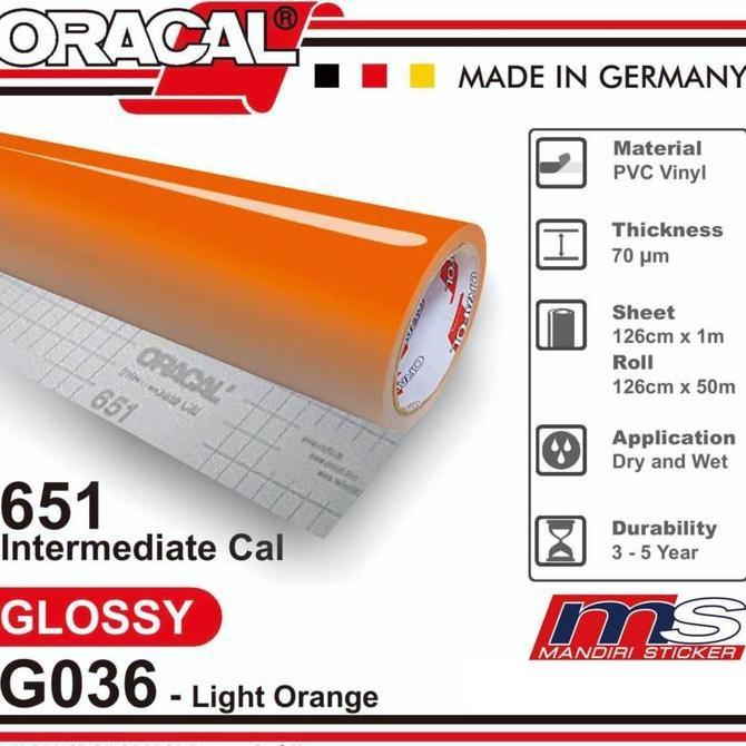 Promo Sticker ORACAL 651 - G036 Light Orange Gloss Cutting Stiker [METERAN] Diskon