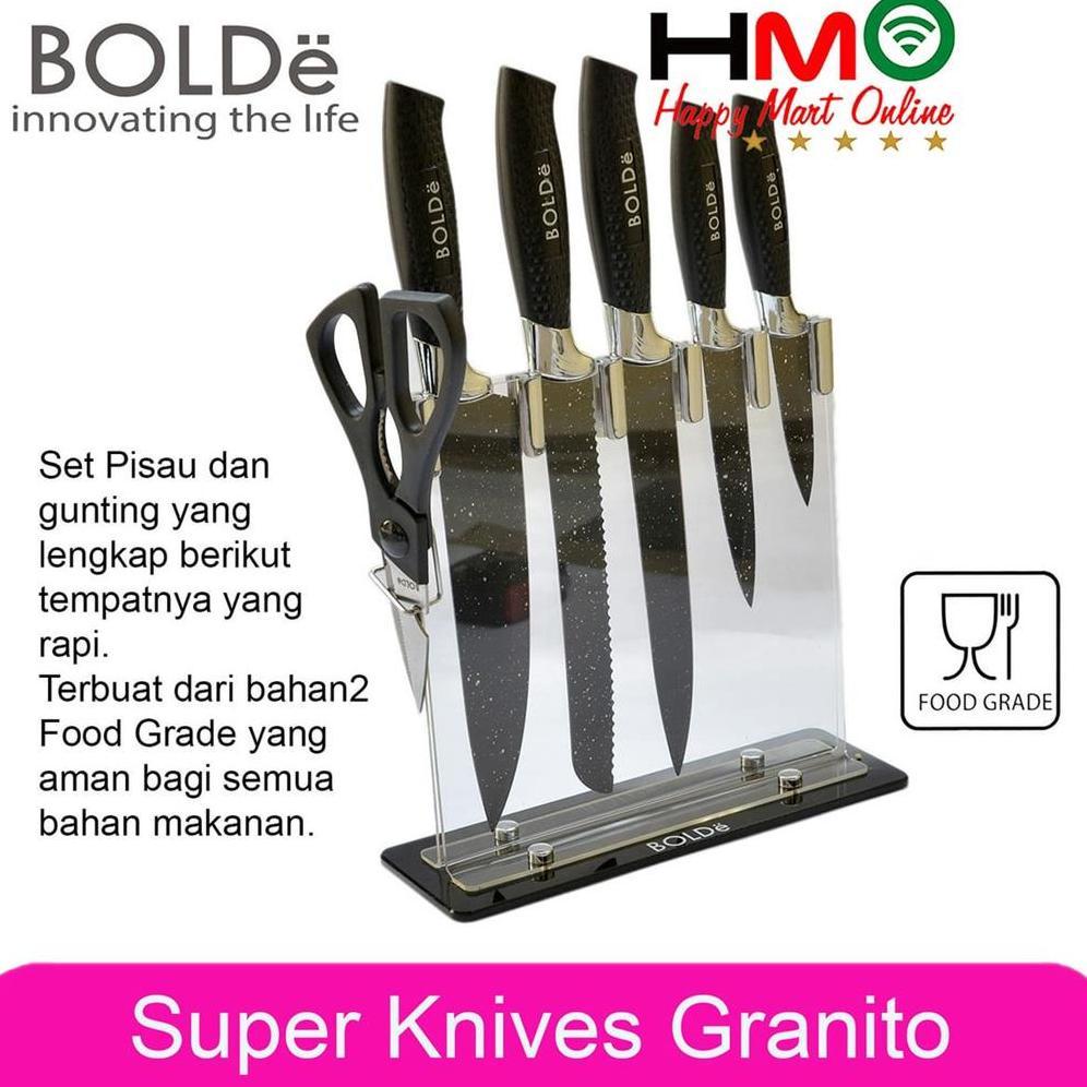 Bolde Super Knives Granito 7 Pcs Pisau Gunting Dapur Set Granit Bolde Knife Set Granite