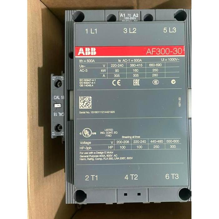 KONTAKTOR AF300-30 500A 3P 110-240VAC/DC ABB