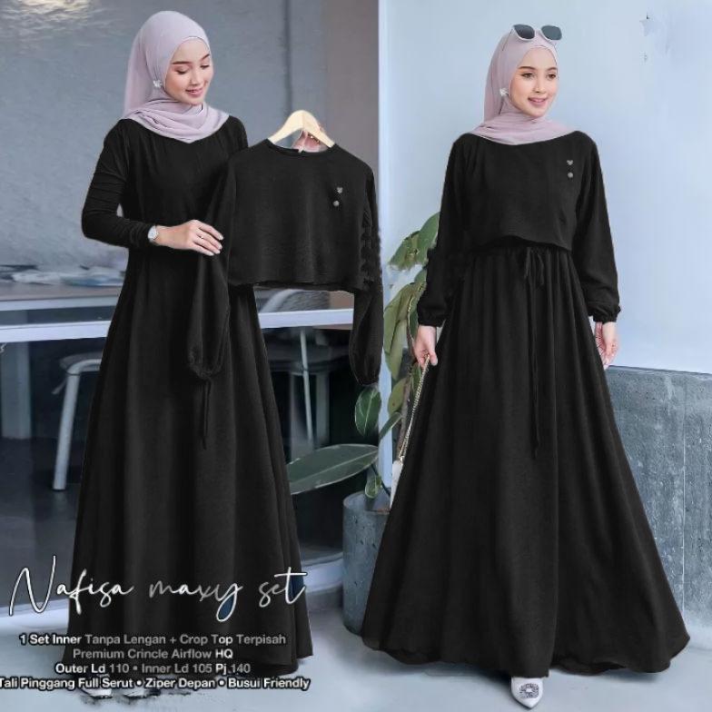 Nafisa Maxy Set 2in1 inner+outer Gamis Wanita