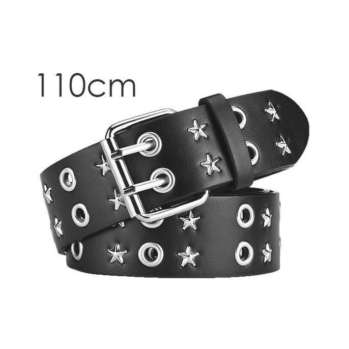 120CM Sabuk Kulit Punk Desain Rivet Berongga Peluru Gaya Sabuk Rock Unik Cocok Jeans Dan Harian Pria