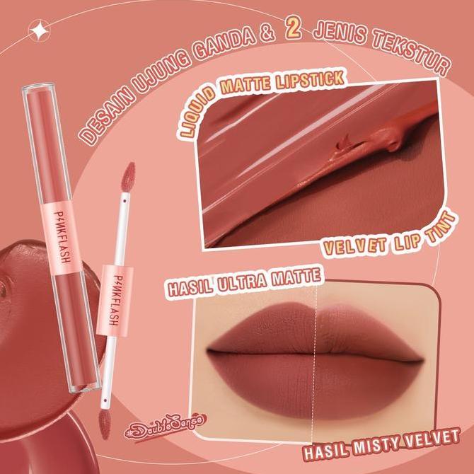 Lipplup- Pinkflash Duo Lip Gloss Lipstik Ombre Double Sense 2 In 1 Dual Ended Lipstik Ombrelips Pf-L
