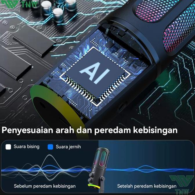 Wkprojek- Tnw K18 Microphone Condenser Usb Type-C Mikrofon With Rgb Dynamic MicCondenser Zero Latenc