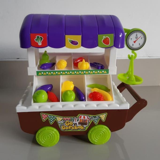 Mainan Set Gerobak Buah & Sayur Edukasi - Troli An Anak Edukatif Garansi