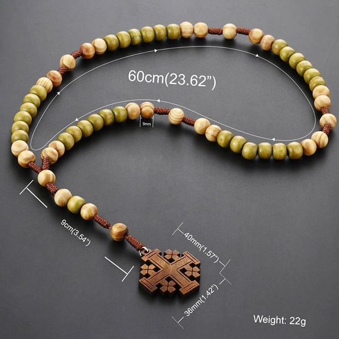 Kalung Retro Rosario Desain Liontin Salib Yerusalem