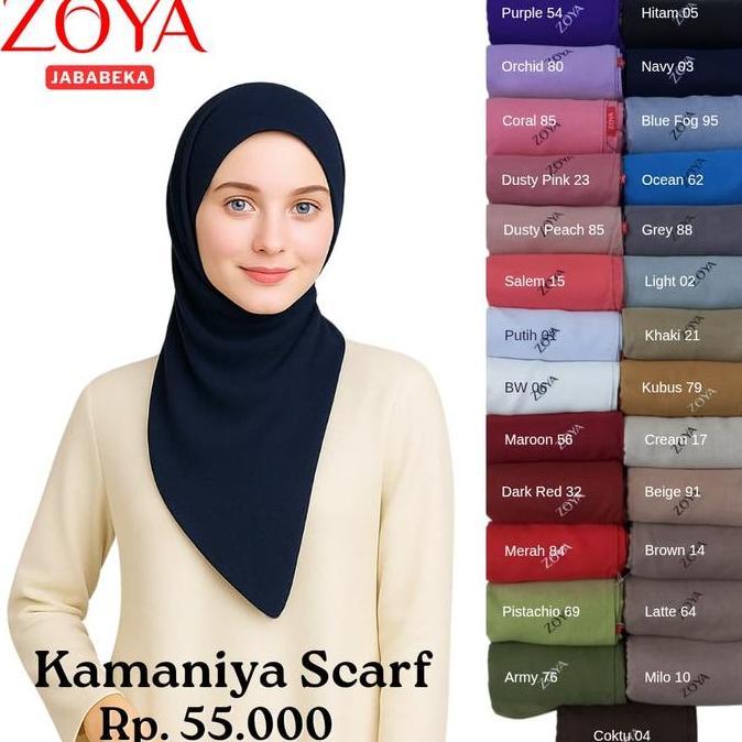 DI10 >> ZOYA Kamaniya Plain Scarf Kerudung Hijab Jilbab Segi Empat Polos