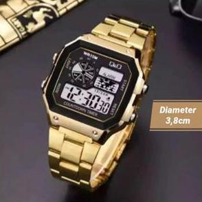 TERLARIS Jam Tangan Digital Pria Wanita Kotak QQ Rantai