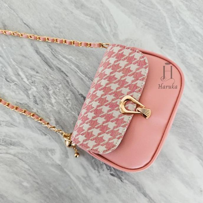 Bags- Haruka Tas Selempang Wanita Clara Kanvas Premium Hitam Putih Gaya Korea Bahan Sintetis & Kanva