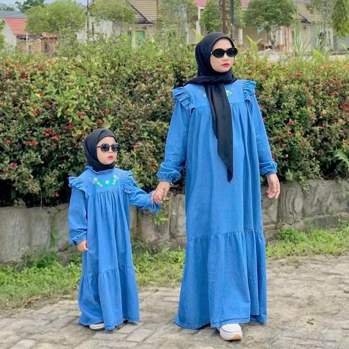 DB269 - GAMIS Gamis Jeans Couple Ibu dan Anak | Dress Panjang Anak Perempuan | Gamis Anak | Gamis Ib