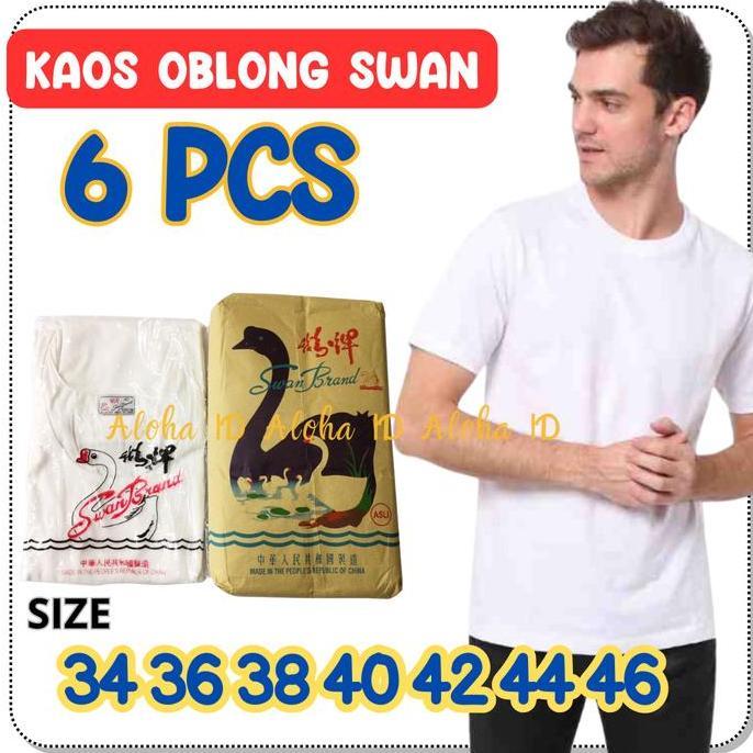 Gentle- Grosir 1/2 Lusin Kaos Oblong Pria Swan Brand Harga Untuk 6Pcs Size 34, 36, 38, 40, 42, 44 Gr