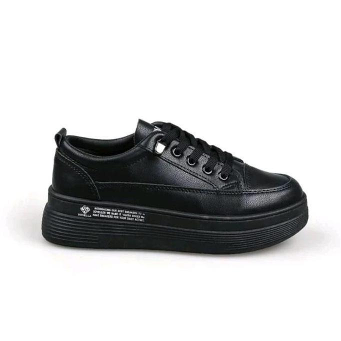 STYLE FASHION Sepatu Sneakers Anak SMA Wanita Hitam Sol Garis Sepatu Sekolah Warna Hitam Sepatu Kasu