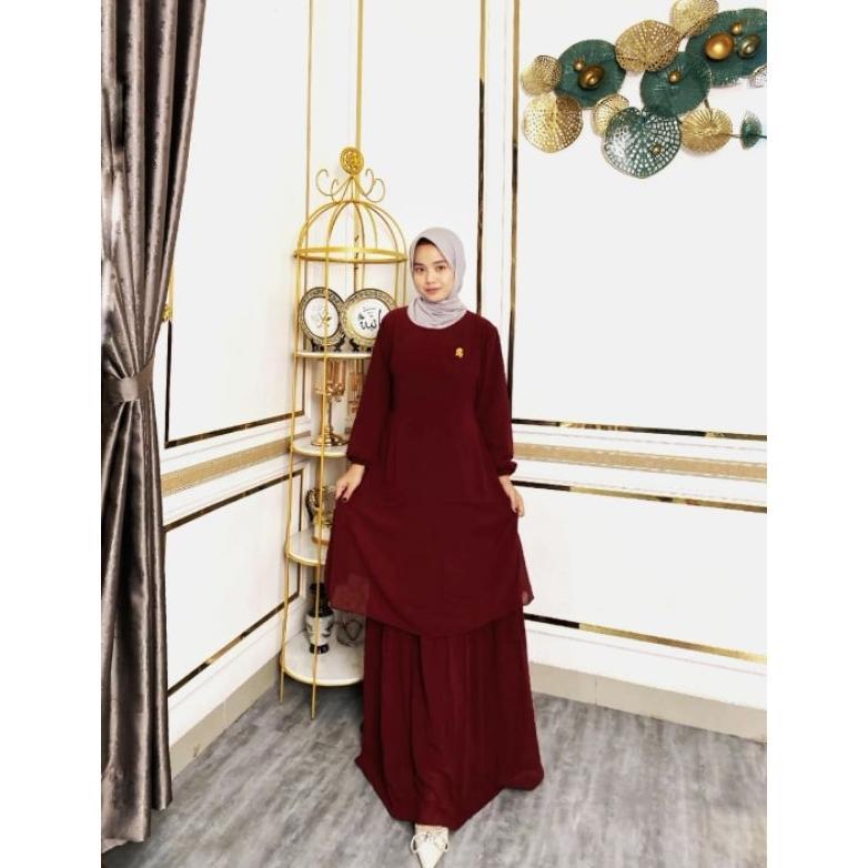 CUCI GUDANG Gamis Malaysia anggun/melayu ceruty polos