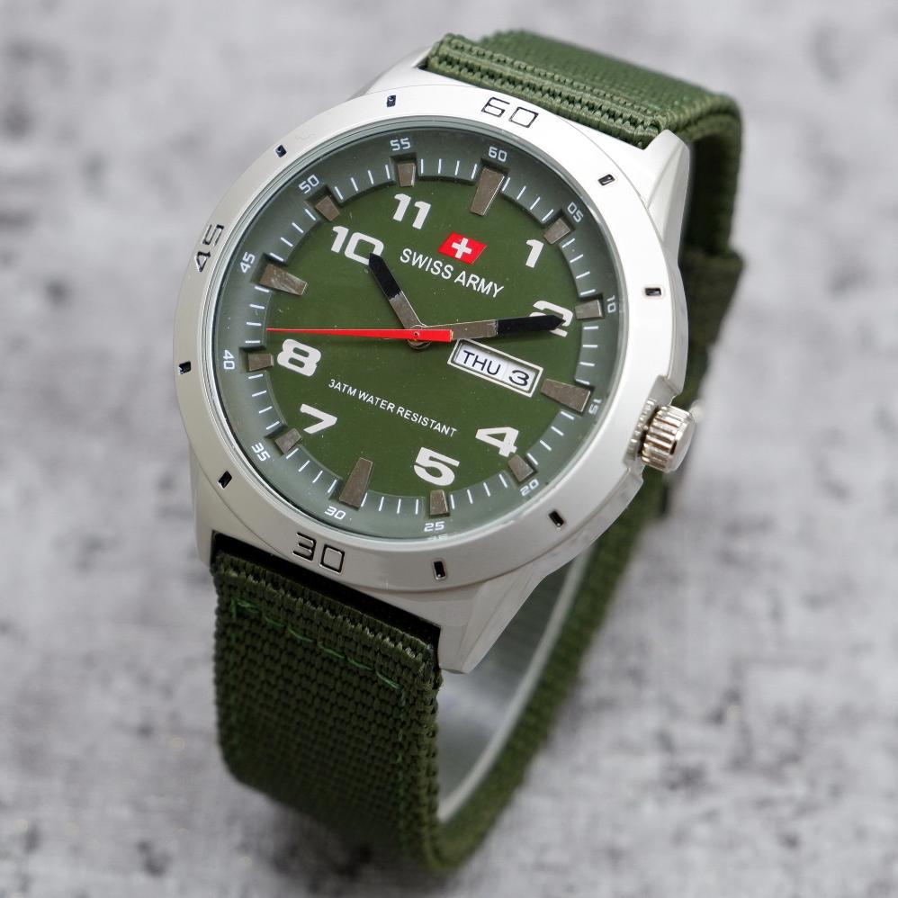 DISKON Jam Tangan Pria Swiss SA005 Analog Strap Canvas