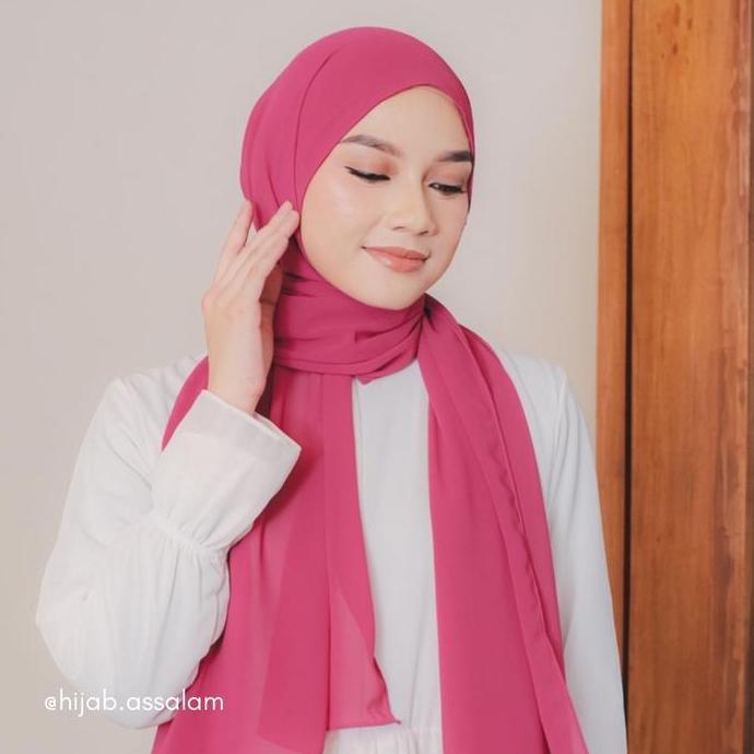 DE57 - / MAGENTA Pashmina Ceruty Babydoll Premium ( Hijab Warna Fuschia, Hijab Warna Magenta, Hijab 
