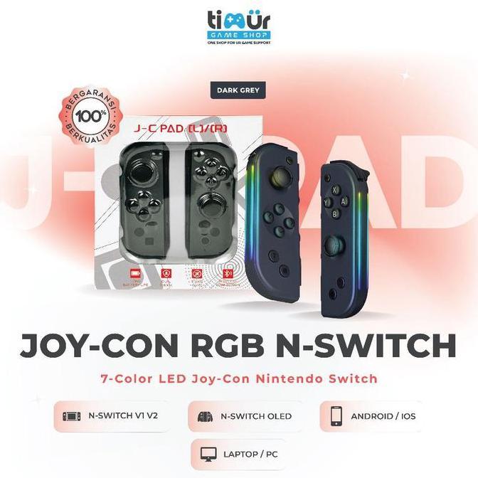Joy-Con Joycon Joypad Controller Rgb 6-Axis Gyro Stik Stick (L/R) Android Ios Pc Nsw V1 V2 Oled Blac