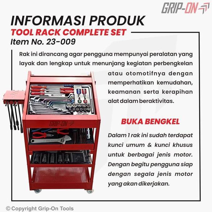Promo Grip-On Tool Rack Complete Set Rak Alat Bengkel Lengkap + Isi Alat Perbengkelan Dasar Komplit 