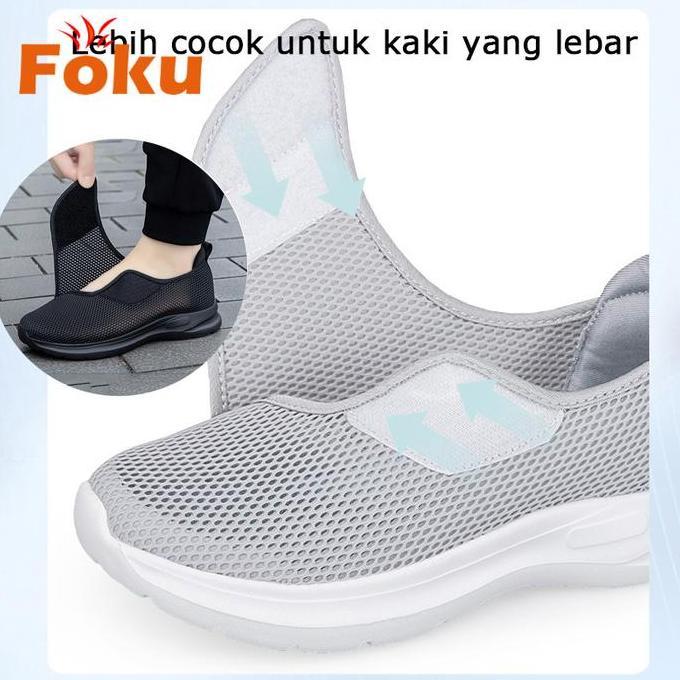 OOTD FOKU Sepatu Wanita Kasual Sneakers Sepatu Slip on Wanita Sepatu Wanita Untuk Kaki Lebar Terbaru