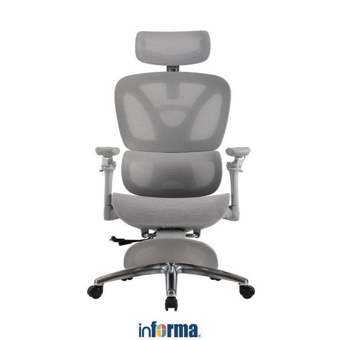 Informa Lynyx Kursi Kantor Sandaran Tinggi - Abu-Abu Tempat Duduk Kerja Kursi Putar Penyangga Kepala
