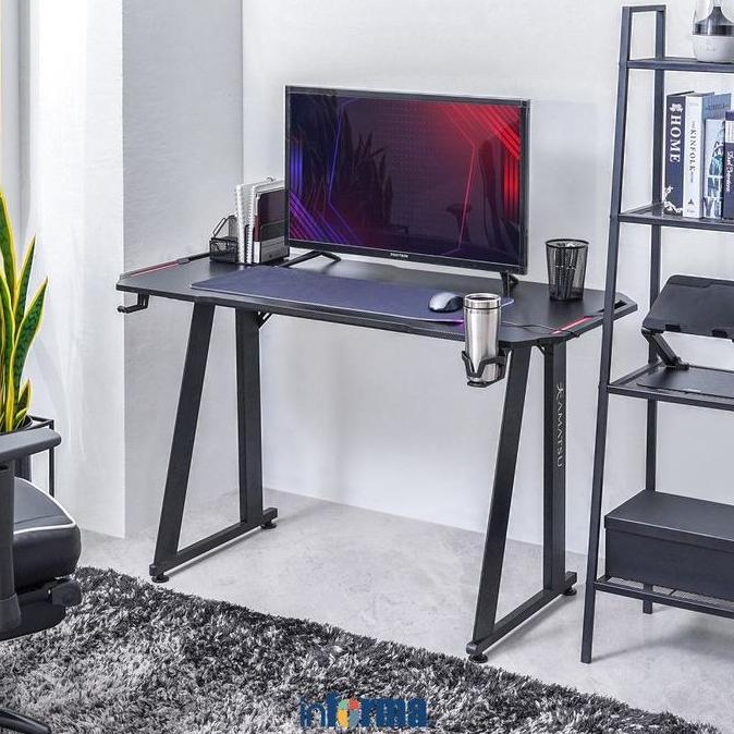 Informa Amatsu Chi Meja Gaming - Hitam Ruang Kerja Meja Belajar Rakit Perabot Kantor Tempat Komputer
