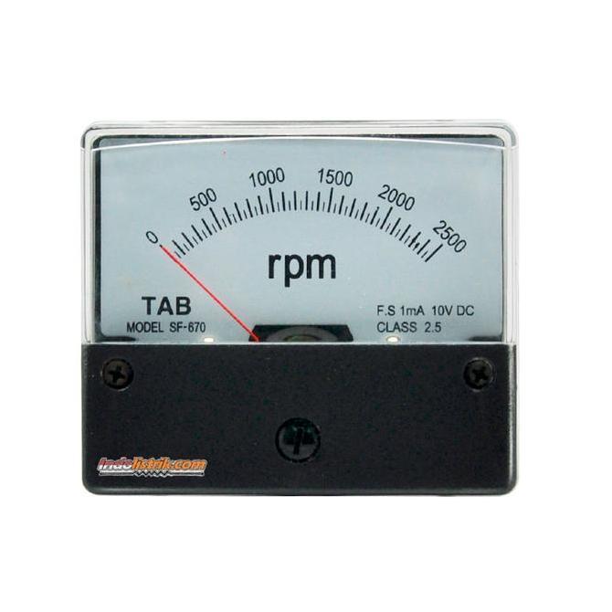 Tachometer / RPM Meter Analog 0 - 2500 RPM- 1mA 10V DC TAB