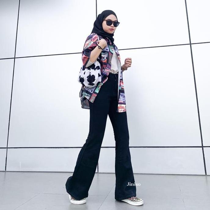 HOTTY GANG - JINISO Cutbray Celana Jeans Wanita Highwaist