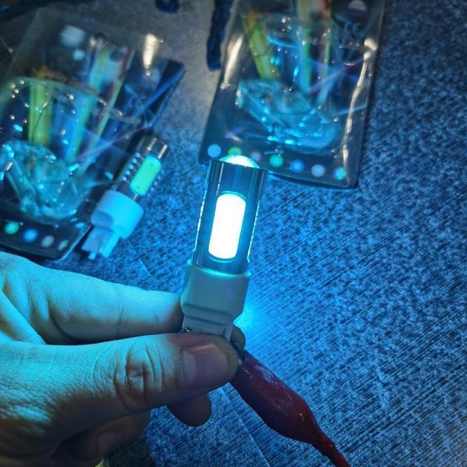 Promo Led cob T20 gepeng / S25 bayonet bulat lampu Sein ritting ice blue Diskon