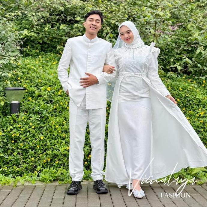 Gamis Satin Kombinasi Tile Payet Mutiara 76191 1 Baju Muslim Wanita Mewah