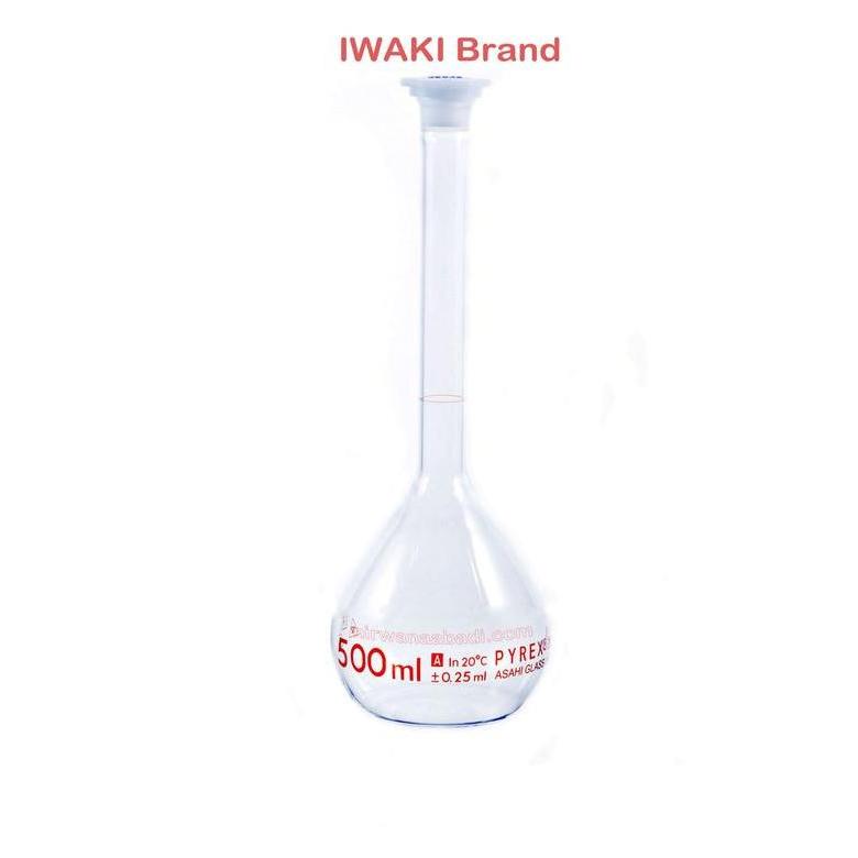 Labu Ukur 50ml Tutup Plastik IWAKI 5645-50, Volumetric Flask Class A Plastic Stopper