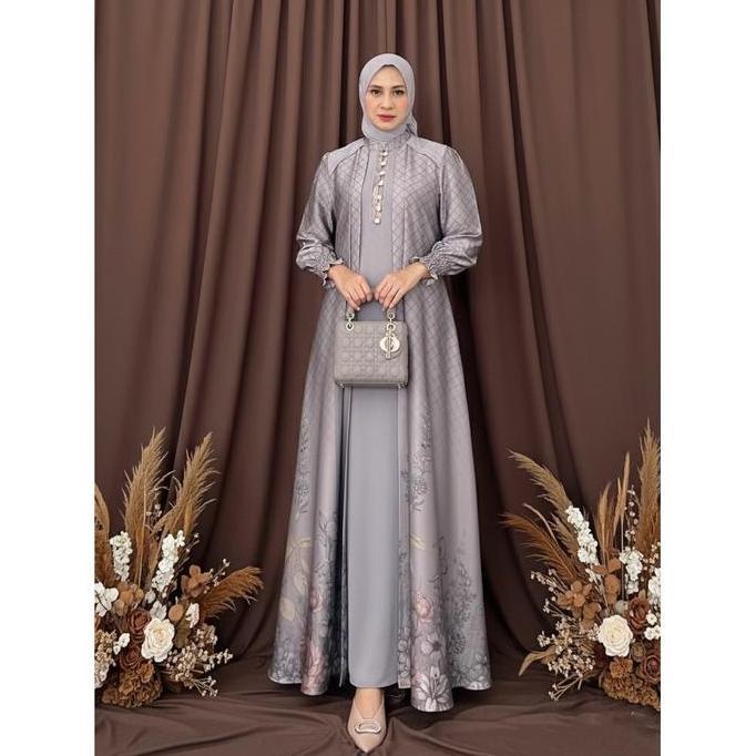 Termurah / Hot Sale [Jemia] Pre Order Aurora Dress Silk  Busui Set Hijab | Gamis Wanita Kondangan El
