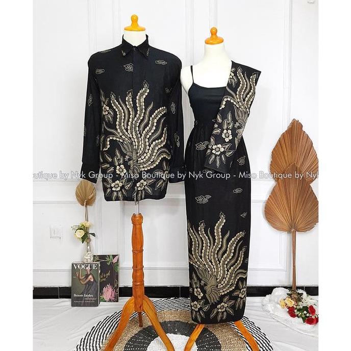 Couple Kemeja dan Rok Span Batik Nayla Baju Atasan Pria Wanita Motif Seragam Setelan Couple Batik Pa