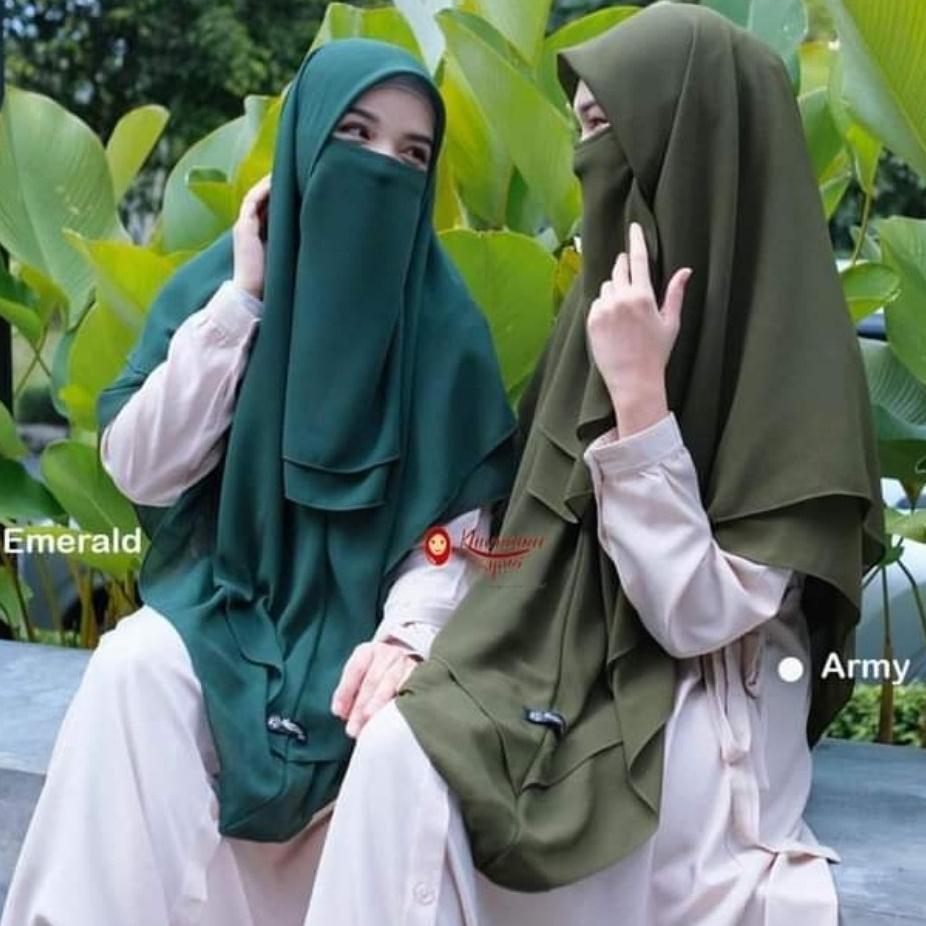 HOT DEALS (PAKET) Segiempat Instan Free Cadar 2 layer Jumbo Khimar Mawar 2 Layer