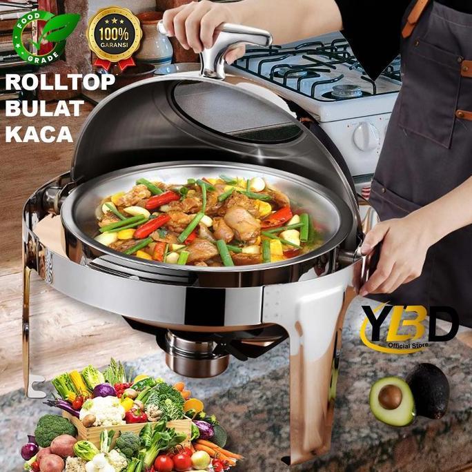 YBD - Prasmanan Roll Top Stainless Steel 6.8 Liter Tutup Stainless & Tutup kaca | Roll top prasmanan