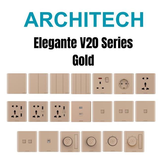 READY STOCK saklar listrik / SAKLAR LAMPU ARCHITECH ELEGANTE V20 / saklar mewah / saklar gold / SAKL