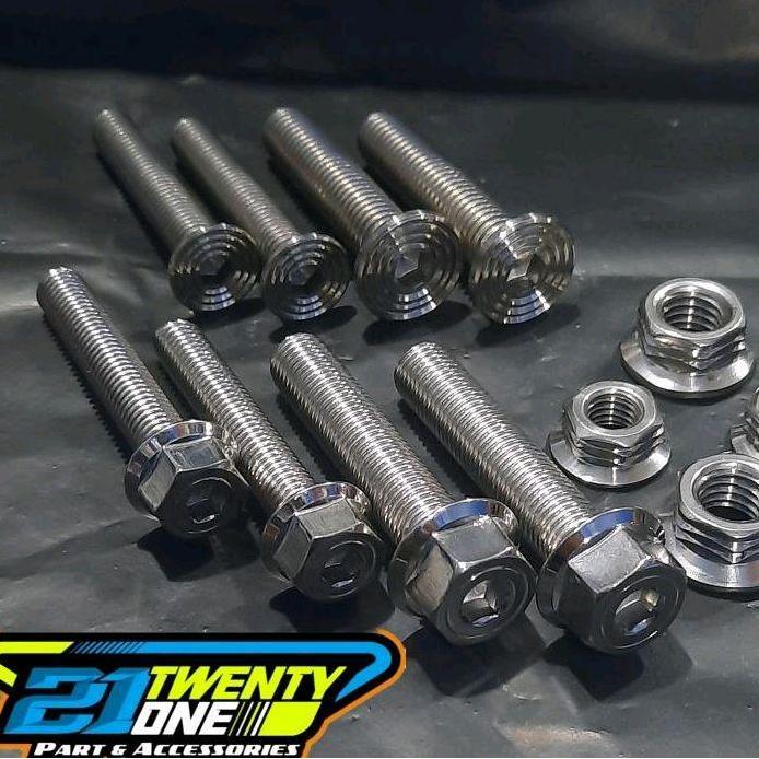 BAUT STAINLESS SET BRACKET ENGINE MOUNTING MIO SPORTY SMILE SOUL FINO READY