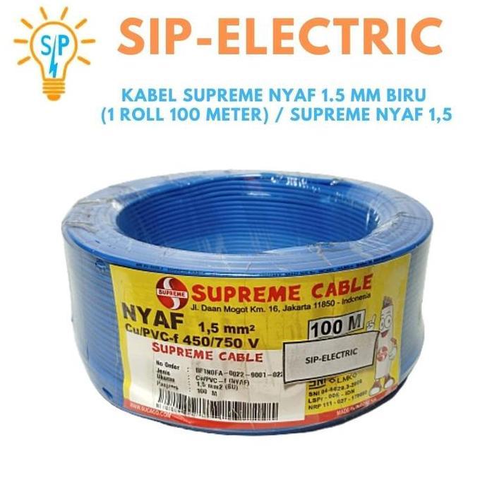 Grosir Kabel Supreme Nyaf 1.5 Mm Biru (1 Roll 100 Meter) / Supreme Nyaf 1,5