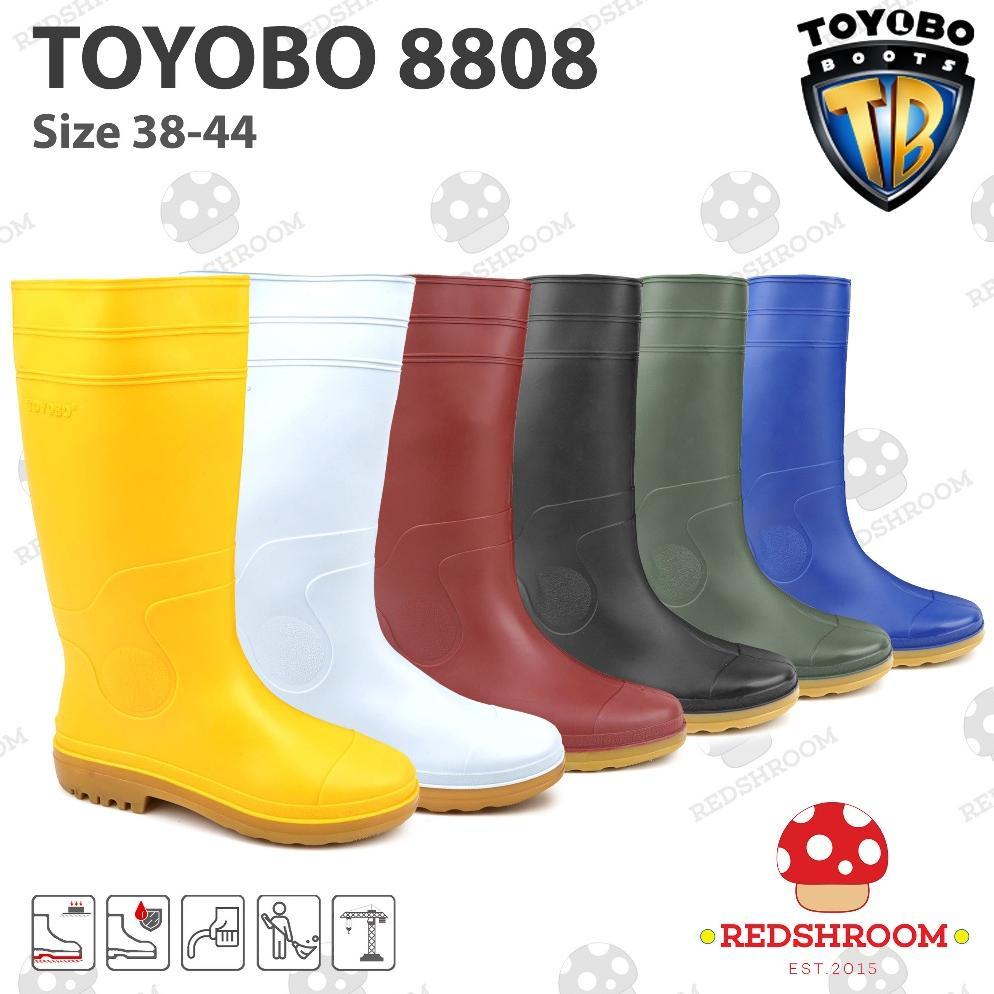 Sepatu Boot Tinggi TOYOBO 8808 Putih Maroon Kuning Hijau Biru Hitam Karet Lokal Lentur Anti Slip Air