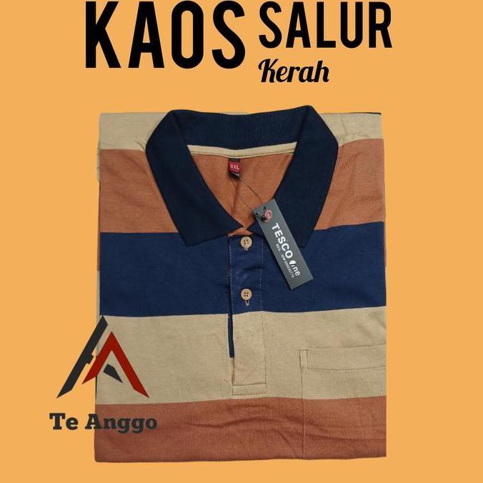 Balivis_shop - Kaos Kerah Salur Pria Saku Depan Lengan Pendek Motif Polo Polos Tebal Bahan Halus Ade