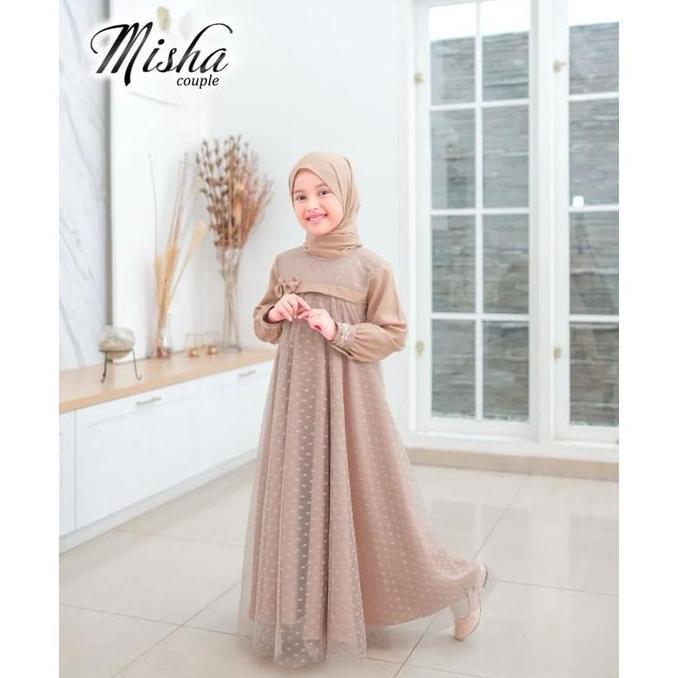 Misha Kids Gamis Anak Perempuan Usia 7-10 Tahun / Gamis Muslimah Anak Tanggung Perempuan / Gamis Pol
