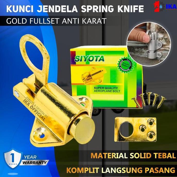 KATERINABLU Spring knife grendel kodok selot jendela kuning murah kualitas bagus