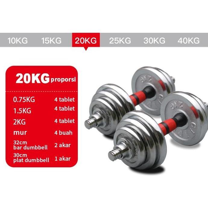 Jimu- Dumbbell Fitnes Rumahan, Dumbbell 20Kg, Dumbbell Besi, Khusus Fitnes